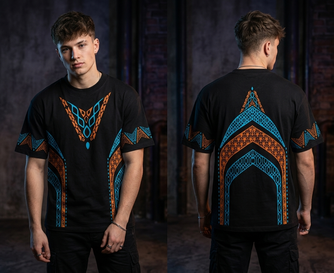 cyber aztec graphic print heavyweight oversized tee | drop shoulder streetwear cyber aztec graphic print heavyweight oversized tee | drop shoulder streetwear